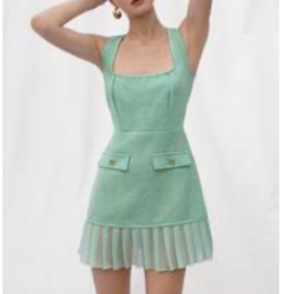 Aveloria Rosie French retro elegant mint mini dress. - Picture 4 of 4